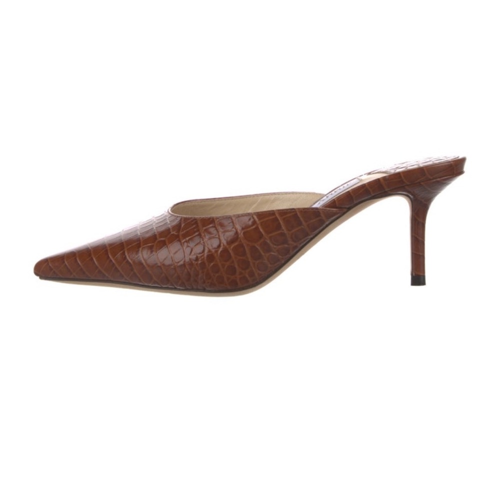 Jimmy Choo Brown Croc-Embossed Mules 35.5